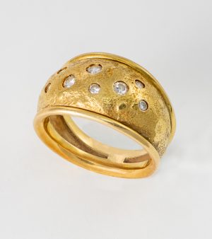 Anillo Oro Amarillo Diamantes Etrusco