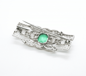 Broche Art Deco Diamantes Esmeralda