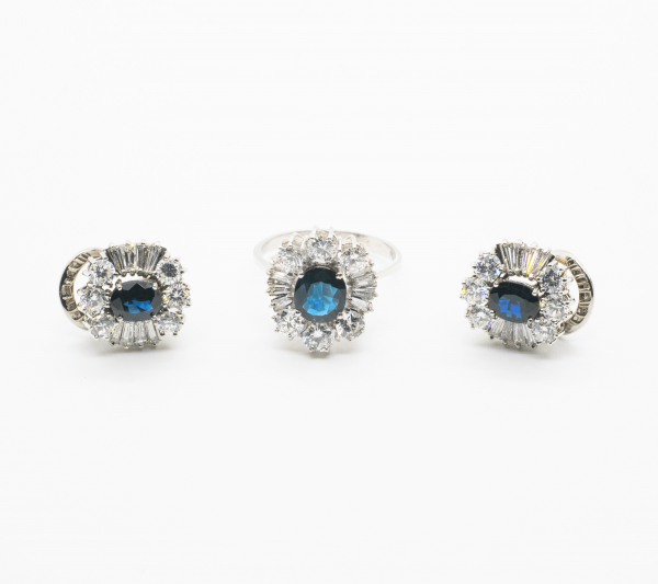 Conjunto Oro Zafiros y Diamantes