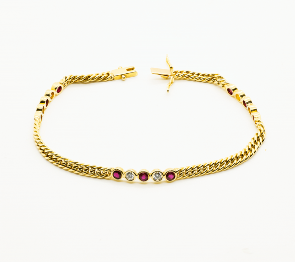 Pulsera Oro Rubíes y Diamantes
