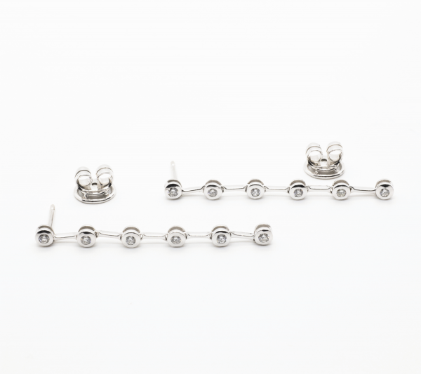Pendientes largos Oro blanco y Diamantes