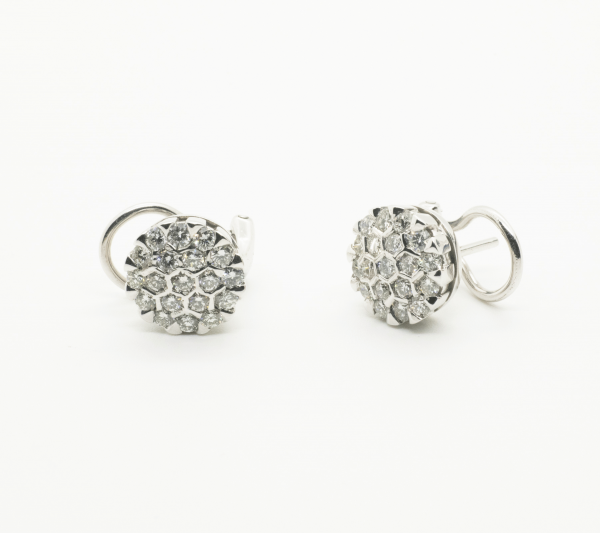 Pendientes Rosetas Oro blanco y Diamantes