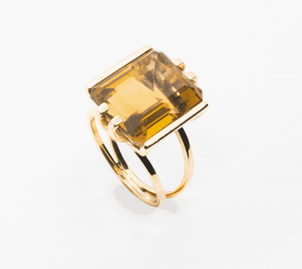 Anillo Oro Topacio Fume