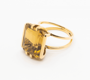 Anillo Oro Topacio Fume