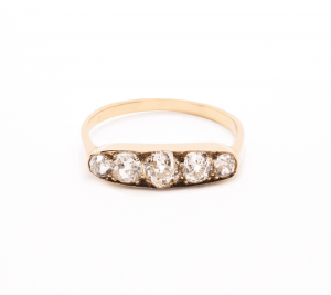 Anillo Cinquillo vintage oro 18k con diamantes