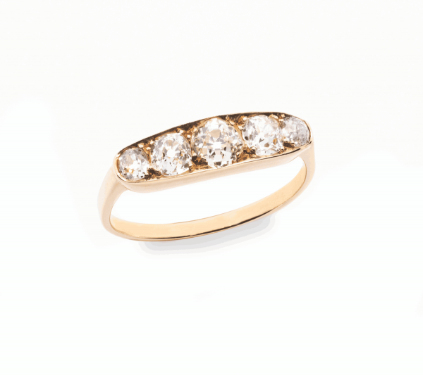 Anillo Cinquillo vintage oro 18k con diamantes