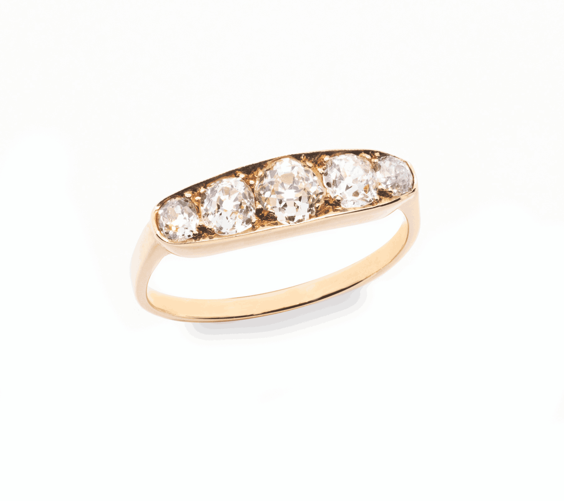 Anillo Cinquillo vintage oro 18k con diamantes