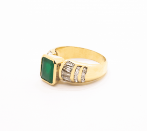 Anillo Oro Esmeralda y Diamantes