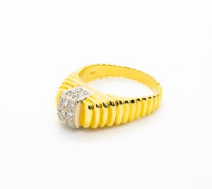 Sortija Gallonada elevada Oro Diamantes