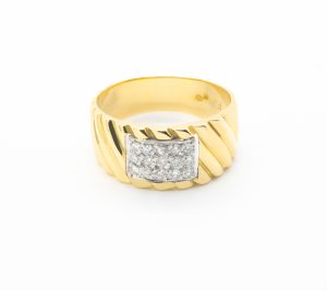 Sortija Gallonada Oro Diamantes