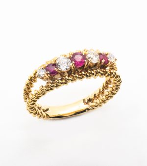 Anillo diamantes y Rubis